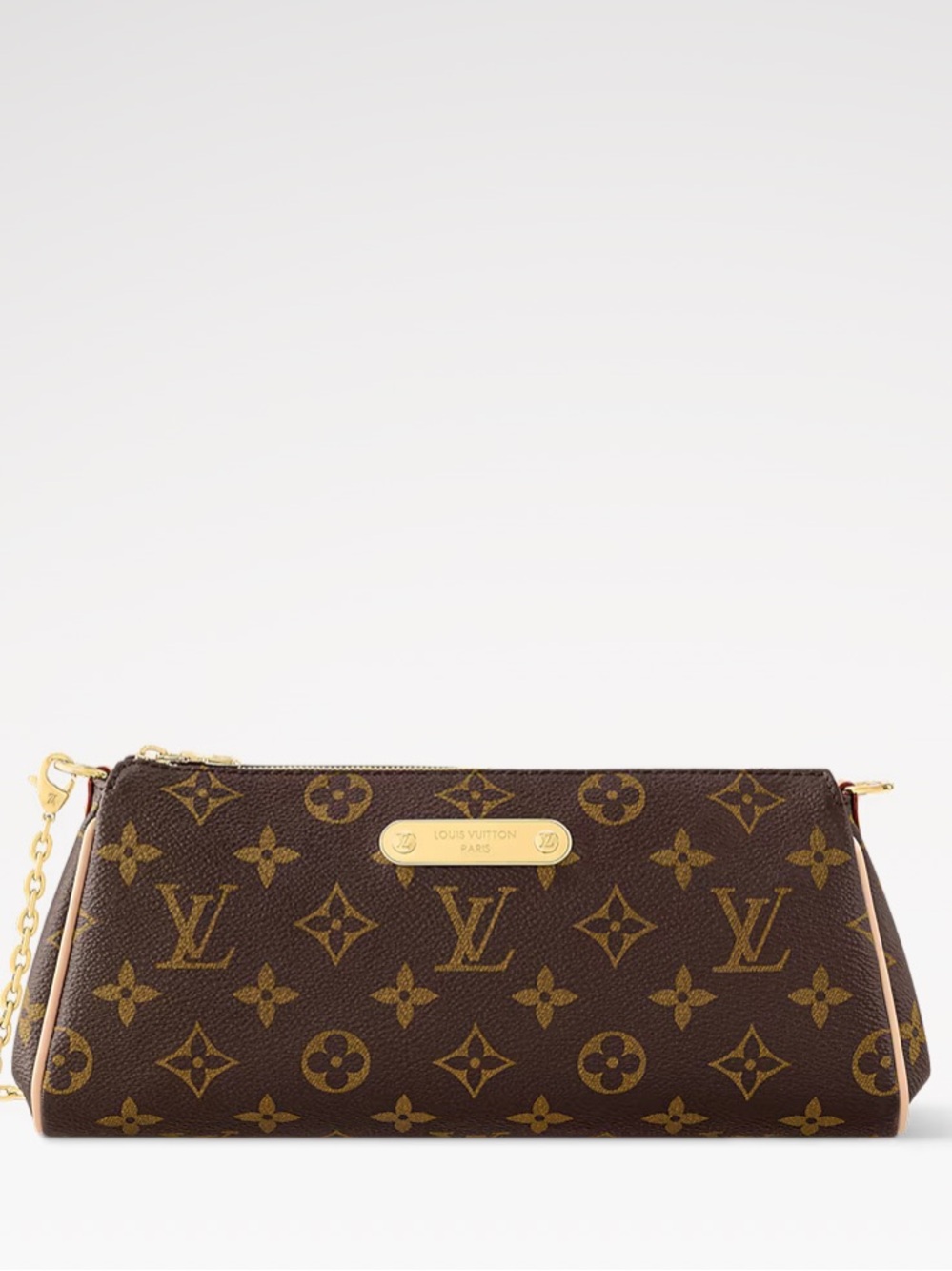 Louis Vuitton Brown Monogram Clutch with Gold Chain